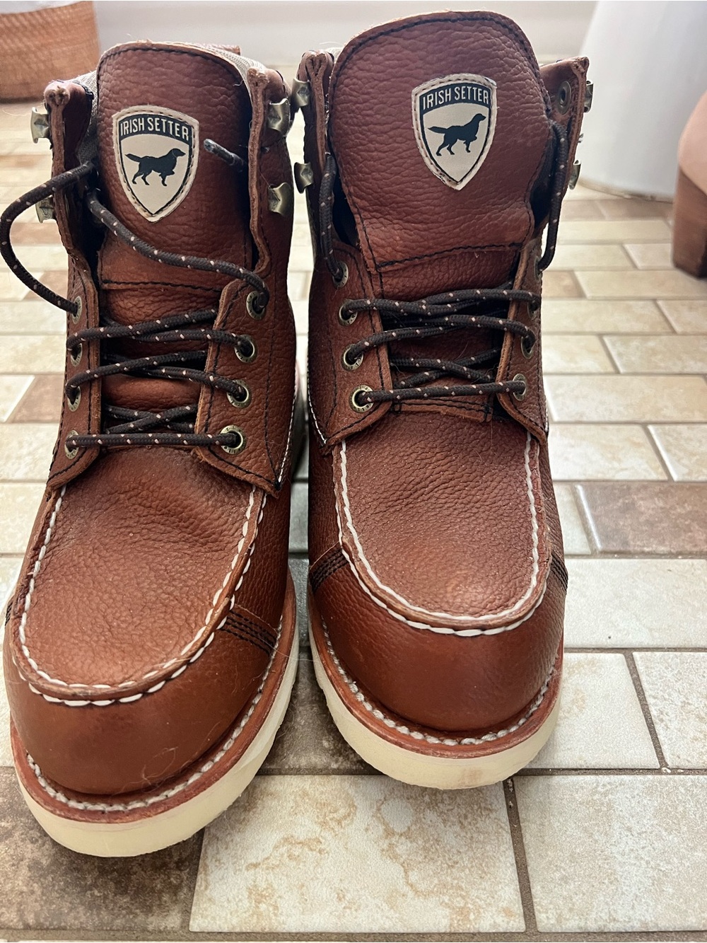 Irish Setter Brown Leather Lace-Up Moc Toe Boots